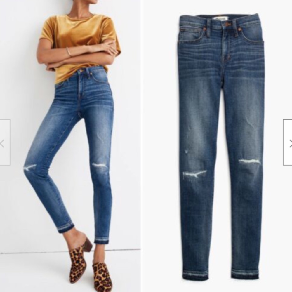MADEWELL Skinny Jeans 9" High Rise Rip Repair Raw